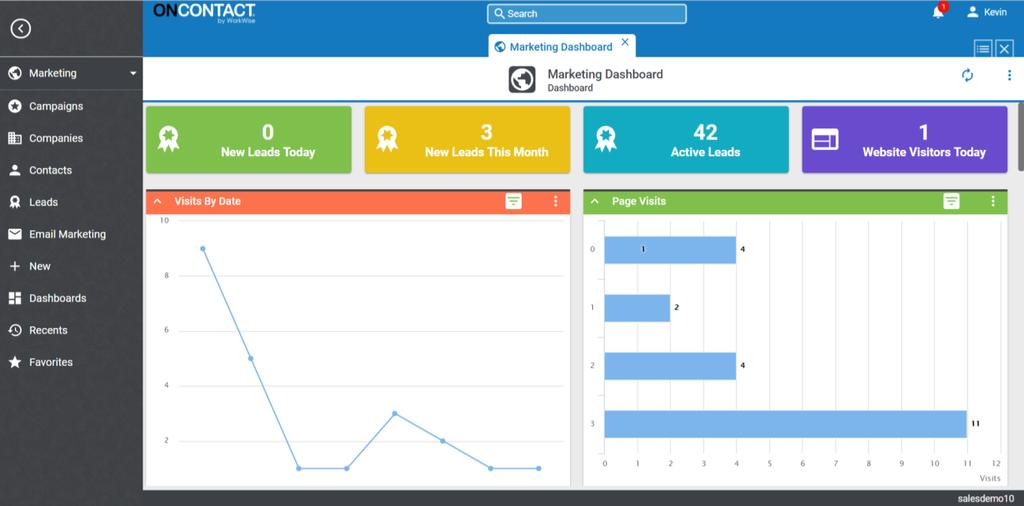 Marketing Dashboard The Marketing dashboard is designed for representatives to manage their campaigns and opportunities.