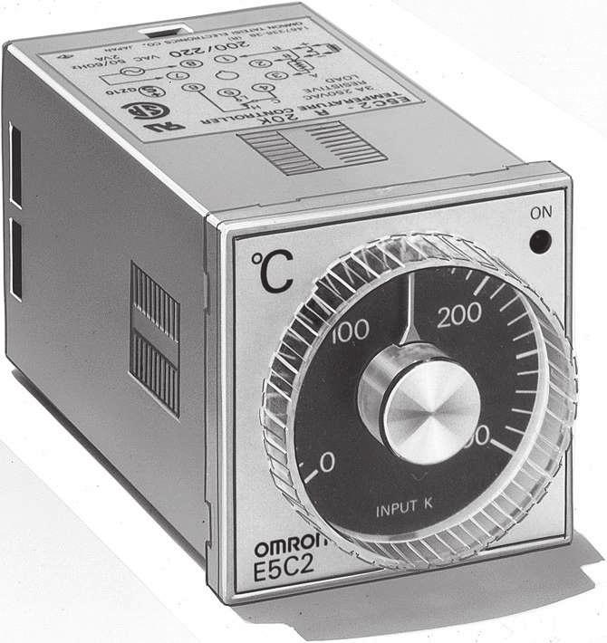 Analogue Temperature Controller E5C2 DIN-sized (48 x 48 mm) Temperature Controller with Analog Setting Compact, low-cost Temperature Controller.