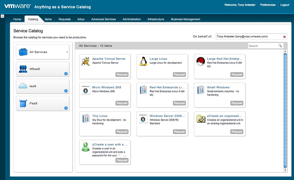 Personalized IT Service Catalog for App Teams Self service catalog that delivers personalized application and cloud