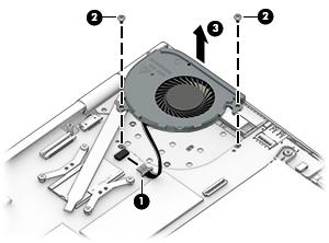 Fan Description Spare part number Fan (includes cable) 828818-001 NOTE: To properly ventilate the computer, allow at least 7.6 cm (3 in) of clearance on the left side of the computer.