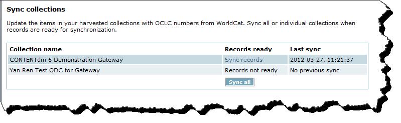 Figure 67: In CONTENTdm Administration, harvesting shows sync status 4. Click Complete Sync. 5.