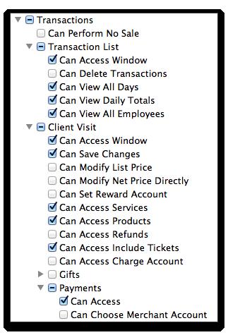 If you would like the employee to be able to adjust the full pricing of services and/or products on the ticket, you will check the Can Modify List Price checkbox under the Client Visit option.