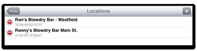A listing of previously paired locations will appear. Tap the desired location to view and work with the data.