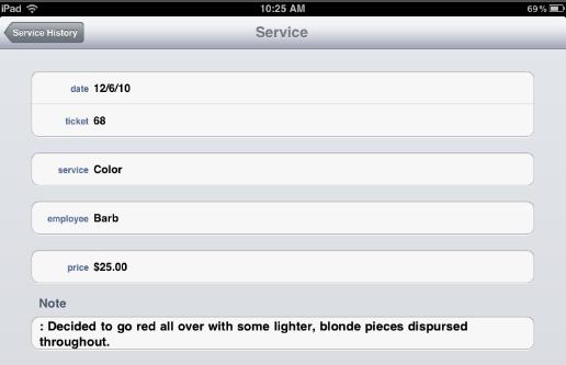 Tap Service History to view all past services purchased.