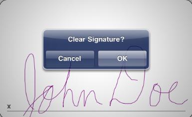 The Please Sign window will appear where the client simply signs with their fingertip. Tap Done after the client signs the signature line.