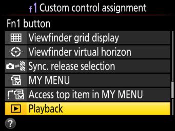 l Starting Playback with Your Right Hand Assigning Playback to a control on the right side of the camera lets you start and stop playback with your right hand while your left hand continues to