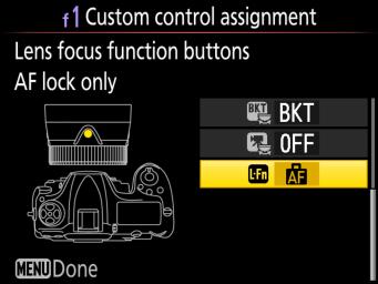 Custom Control Assignments Custom Setting f1 (Custom control assignment) is used to customize camera controls,