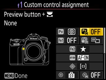 Custom Controls D500 MB D17 0 v x V 8 S Fn AF-ON c Rating 4 J Select center focus point 4 K Highlight active focus point 4 None 4 4 4 4 4 4 4 G Same as camera AF ON button 4 Press + y The following