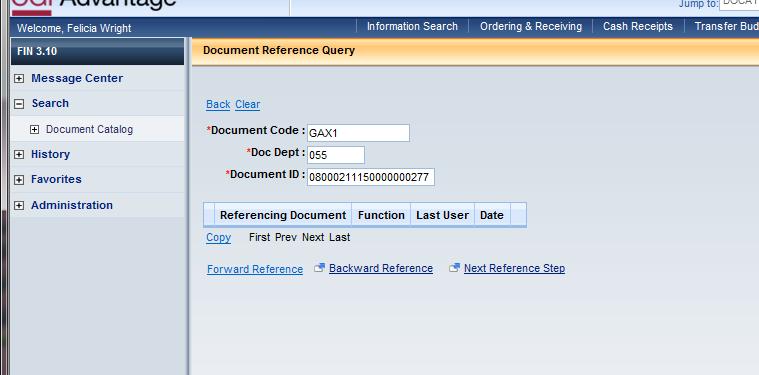 Open the GAX1 document by clicking on the document link, or selecting the check box and clicking Open. 7.