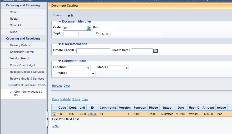 Click Browse after search criteria has been entered Enter search criteria in any of these fields