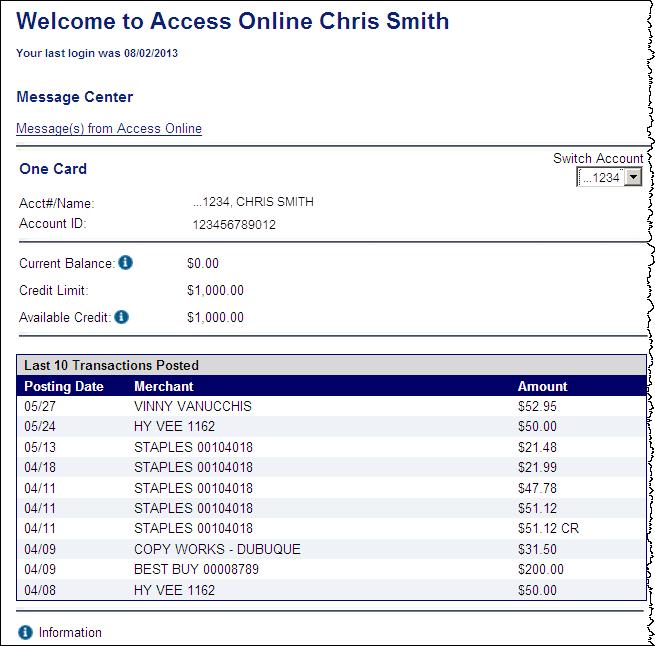 Transaction Summary Your organization may have selected to display a transaction summary on your home page.