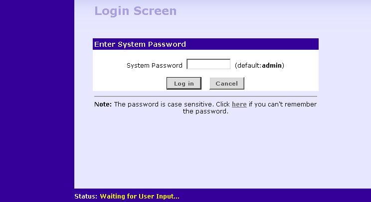 30 CHAPTER 4: RUNNING THE SETUP WIZARD Figure 10 Gateway Login Screen 5 If the password is correct, the Country Selection screen will appear (on the Wireless Cable/DSL Gateway only).