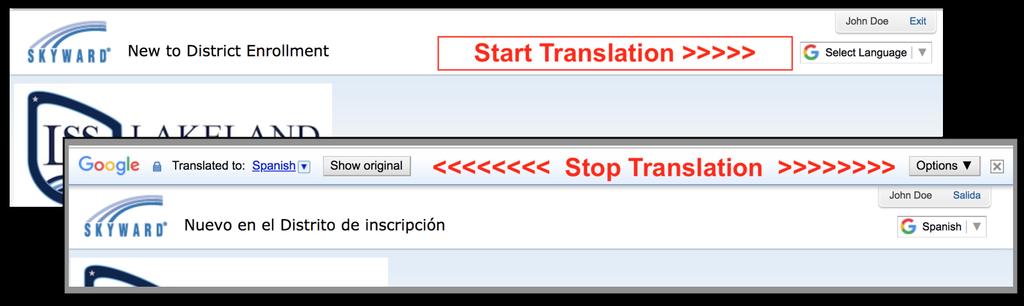 If needed, you may translate the entire registration system into a language other than English Click Select Language in the upper-right and click on the language.