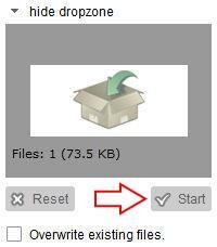 When the upload has completed the file or files will show in the