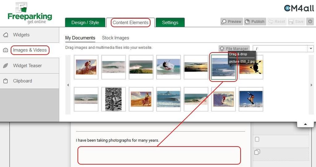 Add an Image to a Page Note: To add an image to a page the image must have been previously