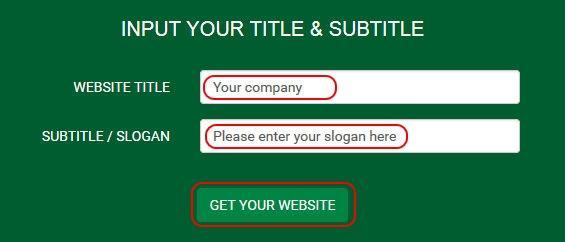 Click the Select button for the subcategory you wish to start with and then enter your Website Title (Your company name) and