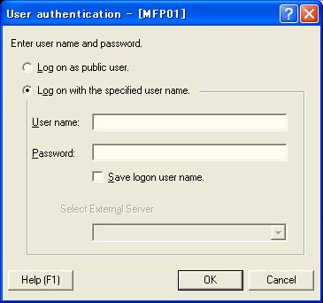 Connecting to the Multifunctional Product 4 4.1 With user authentication When connecting to a multifunctional product, the User authentication dialog box may appear.