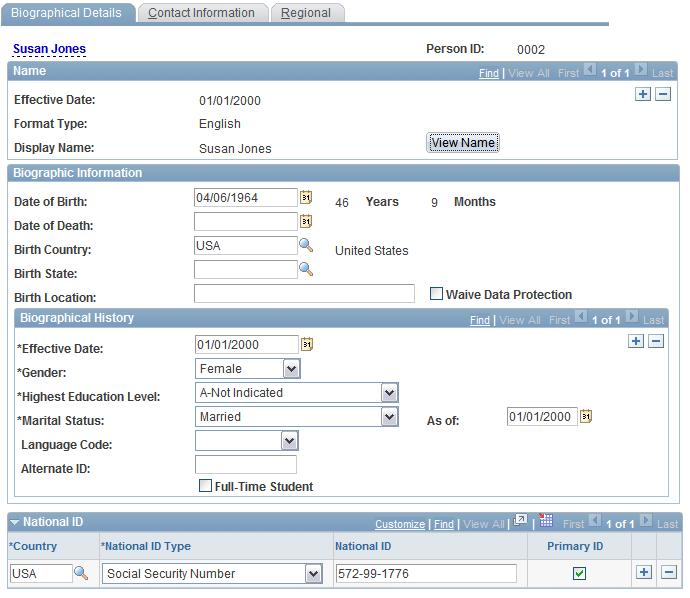 Chapter 1 Understanding Accessibility for PeopleSoft Applications Example of a typical transaction page
