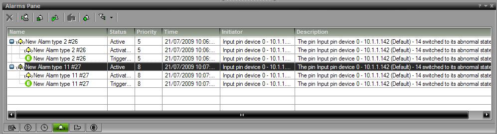 2.5.4 Alarm Pane The Alarm Pane is used both to trigger alarms and to handle them.