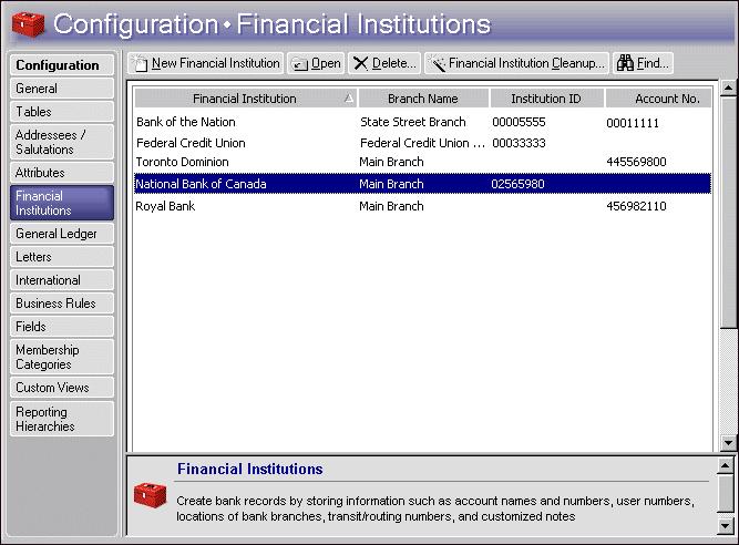 4 C HAPTER Configuration Settings When you have the optional module Electronic Funds Transfer, extra fields appear in Configuration so you can process your transmission files.