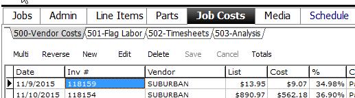 The numbers in the Cost column for Paint Materials, Hazardous Waste and Shop Supplies will be highlighted in blue. 4.