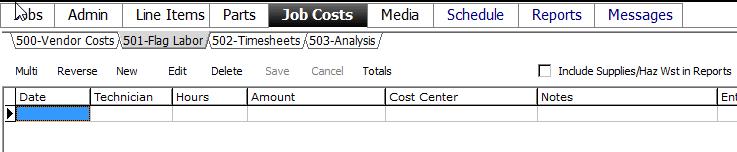 7. Click on the FLAG LABOR Tab. Please verify all labor has been flagged. To validate all labor is flagged, look at the Cost Centers to see if hours have been flagged against the repair order.
