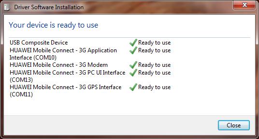 Chapter 2 Activating and Installing the Modem 6. When the Driver Software Installation window states Your device is ready to use, your modem is installed.