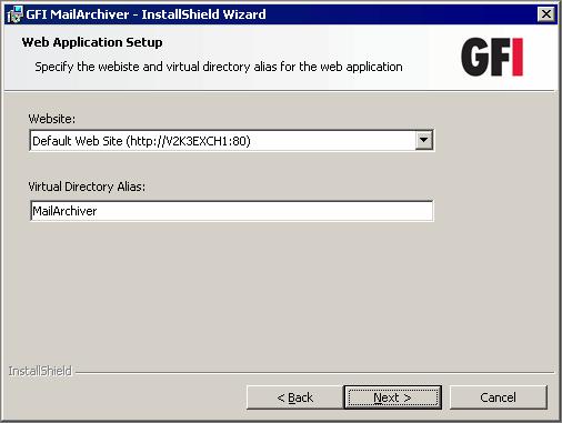 5. Key in the administrator email address and license key. NOTE: To evaluate GFI MailArchiver, leave the default evaluation value. Click Next to continue. 6.