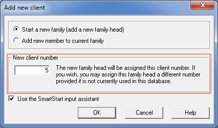 adding a family member to an existing family in your Client List.