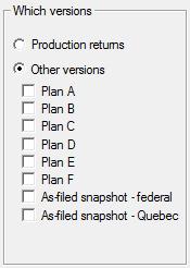 Below, choose which versions of the tax return you want to print: the Production or the Plans (Plans will be discussed in a later