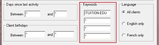 You can also perform reverse filters with the Keywords section. Simply add an exclamation mark!