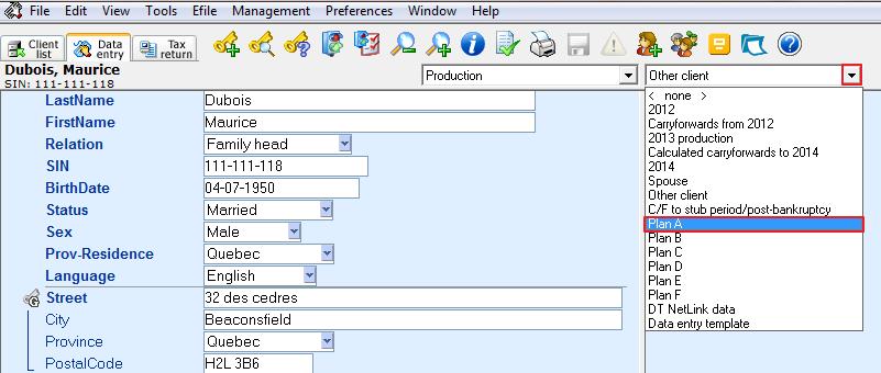 Plans You can display the Data Entry you performed in a specific Plan on the right-hand side.