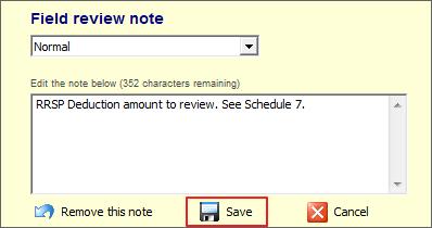 To add a note, right-click the desired field and select Add a review
