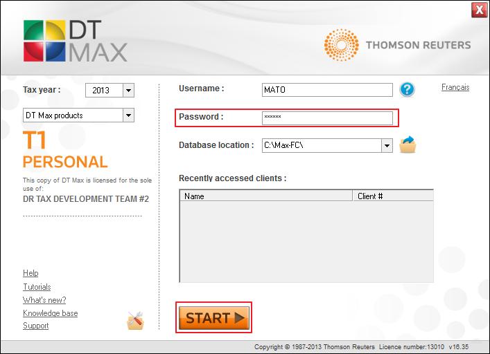 Restart DT Max. You will now be required to enter your password in the Splash Screen.