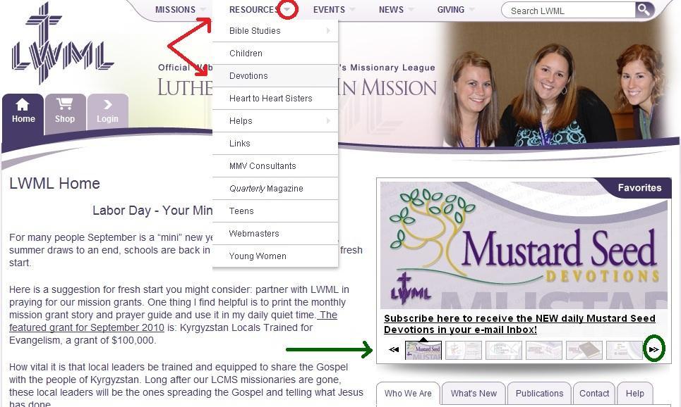 LWML Mustard Seed Devotions Sign-up Tutorial 1. Open your Internet browser and go to www.lwml.org 2.