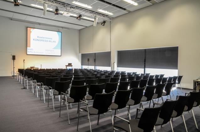CityCube level 3 rooms M1, M2+3, M4+5, M6+7, M8: chair arrangement in rows 1 digital lectern 1 with 1 microphone 2 presidium with 4 chairs and 4 microphones 1 PC audio port on lectern 1 microphone