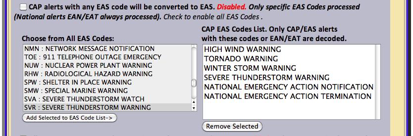 To quickly add these to the CAP Input client FIPS List simply click the first item in the list, then holding the SHIFT key scroll to the bottom of the list and click the last item.