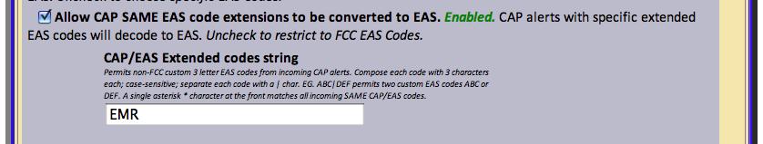 NOTE: Any CAP message with the special parameter EAS-Must-Carry set to TRUE, will ignore EAS code filtering. FIPS filters however will still be applied to CAP messages with EAS-Must-Carry.