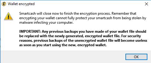 Start the Smartcash wallet again. Back up the wallet file by going to the File Menu and Backup Wallet. Save this file to two USB backups and label them. The filename defaults to name as wallet.dat.