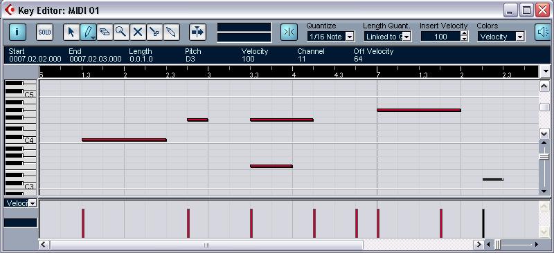 The MIDI editors Editing MIDI data is done using the MIDI Editors. The following editors are available: Key Editor The Key Editor shows the contents of a single MIDI Part.