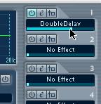 Click in the No Effect field and select DoubleDelay from the popup menu that appears.