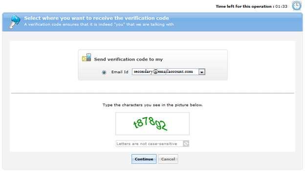 5. Enter the Captcha code the system automatically generated. Then click the Continue button. 6.