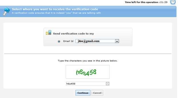 5. Enter the Captcha code the system automatically generated and click the Continue button. 6.