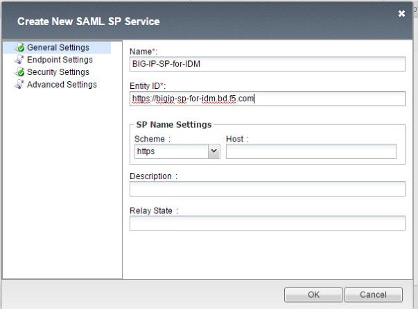 8. In the Big-IP Management Web Console, select the Local SP Services Tab and click Create. 9. Enter a name for your SP service.