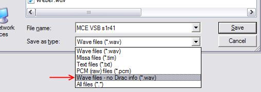 in Dirac. Some programs (such as Windows Explorer) will not accept these.wav files when creating an audio CD. To remove the extra information from the.wav files, you can select the alternate.