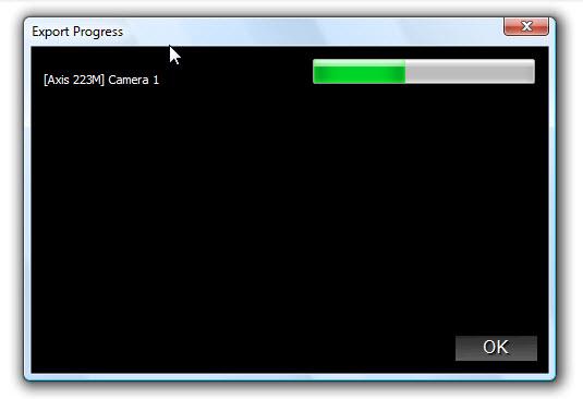 Using the Ocularis Viewer Exporting Export Progress After you ve issued an export command, you can check the status of the export s progress.