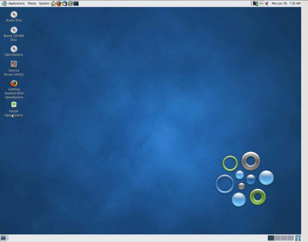 8. In the OpenSolaris desktop, double-click the Install OpenSolaris icon to begin the OS installation.