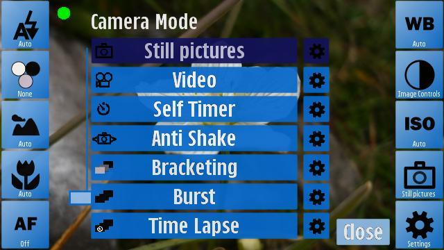 3 CameraPro Manual User Interface One of the major goals of CameraPro is to provide fast access to camera features. The most important settings can be reached with two taps.