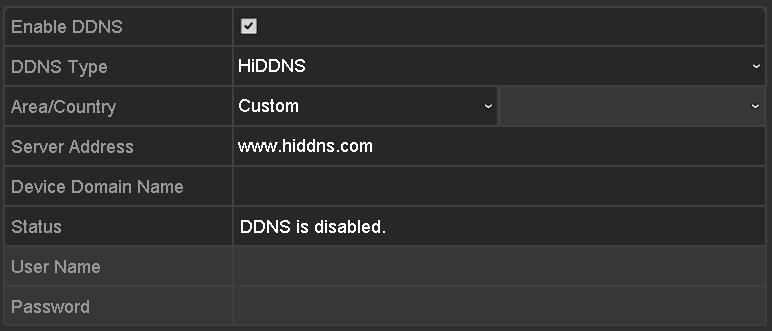 Figure 11. 9 HiDDNS Settings Interface Register the device on the HiDDNS server.