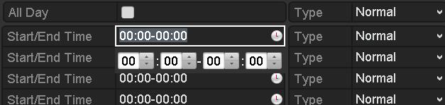 Figure 5. 8 Edit Schedule III. To arrange other schedule, leave the All Day checkbox blank and set the Start/End time. Up to 8 periods can be configured for each day.